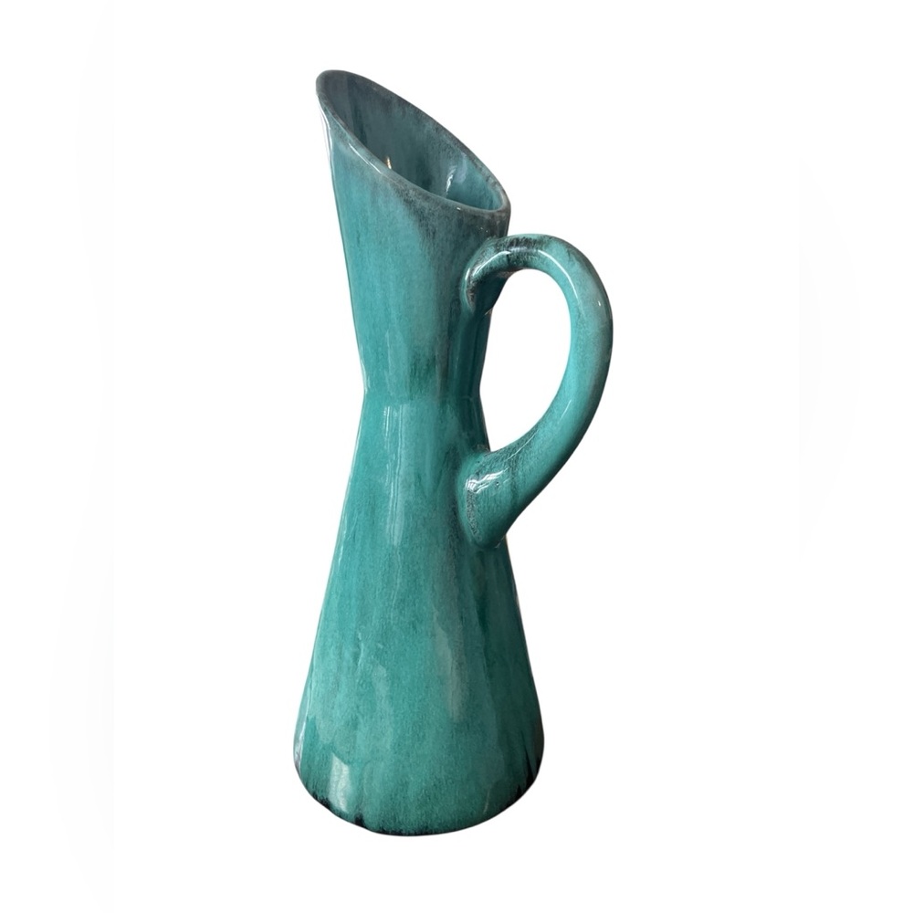 Vintage MCM Evangeline Ware Turquoise Ceramic Pitcher Vase Canadian Pottery - Picture 2 of 6